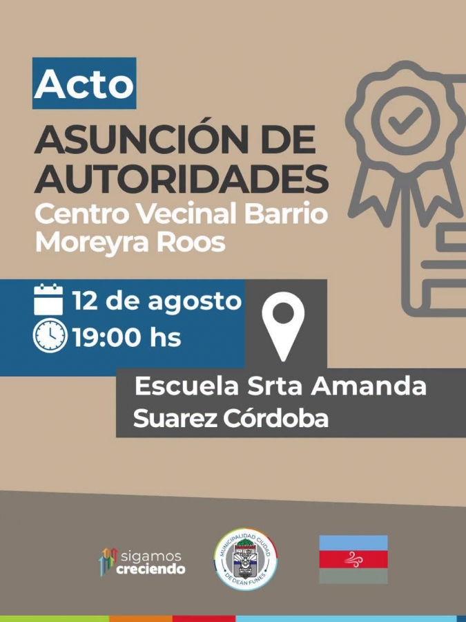 ACTO DE ASUNCIÓN DE AUTORIDADES: CENTRO VECINAL BARRIO MOREYRA ROSS