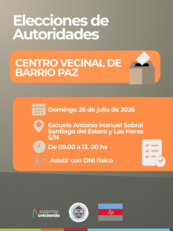 ELECCIONES DE AUTORIDADES DEL CENTRO VECINAL BARRIO PAZ