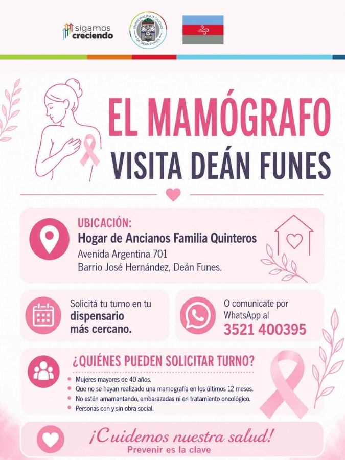 EL MAMÓGRAFO MÓVIL ESTÁ EN DEÁN FUNES