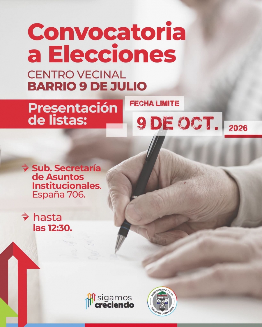 Convocatoria a elecciones a los vecinos y vecinas de Barrio 9 de Julio