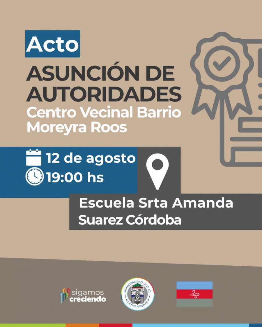 ACTO DE ASUNCIÓN DE AUTORIDADES: CENTRO VECINAL BARRIO MOREYRA ROSS