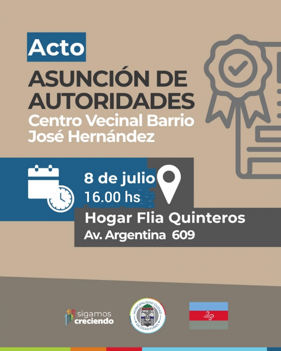 ACTO DE ASUNCIÓN DE AUTORIDADES: CENTRO VECINAL BARRIO JOSÉ HERNÁNDEZ