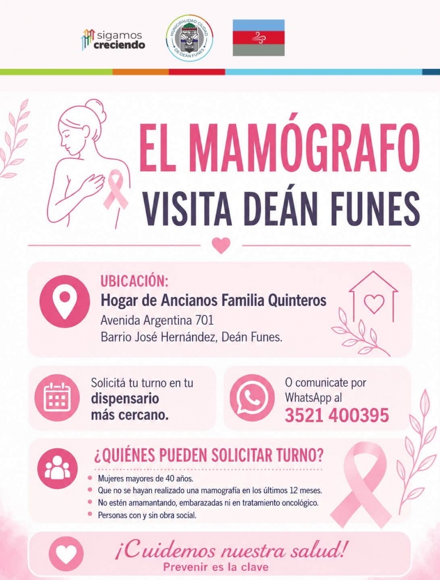EL MAMÓGRAFO MÓVIL ESTÁ EN DEÁN FUNES